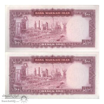 اسکناس 100 ریال 1342 - جفت - UNC61 - محمد رضا شاه