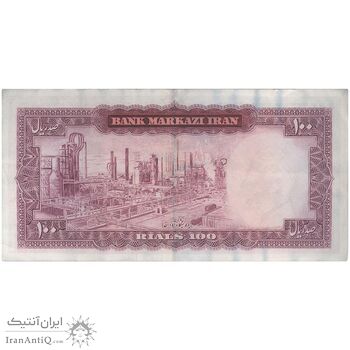 اسکناس 100 ریال (آموزگار - سمیعی) نوشته قرمز - تک - VF35 - محمد رضا شاه