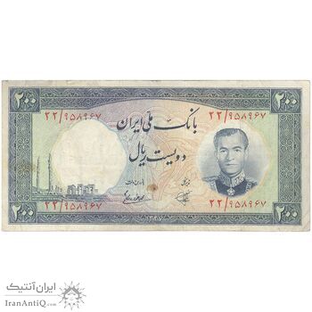 اسکناس 200 ریال 1337 - تک - VF25 - محمد رضا شاه