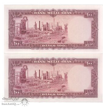 اسکناس 100 ریال 1333 - جفت - UNC62 - محمد رضا شاه
