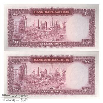 اسکناس 100 ریال 1342 - جفت - UNC63 - محمد رضا شاه