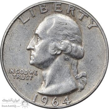 سکه کوارتر دلار 1964 واشنگتن - EF45 - آمریکا سکه کوارتر دلار 1964 واشنگتن - EF45 - آمریکا