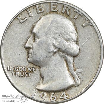 سکه کوارتر دلار 1964 واشنگتن - VF35 - آمریکا سکه کوارتر دلار 1964 واشنگتن - VF35 - آمریکا