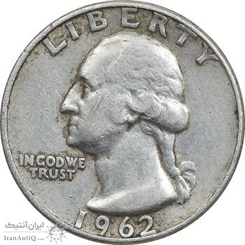 سکه کوارتر دلار 1962D واشنگتن - VF35 - آمریکا سکه کوارتر دلار 1962D واشنگتن - VF35 - آمریکا