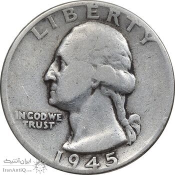 سکه کوارتر دلار 1945 واشنگتن - VF30 - آمریکا سکه کوارتر دلار 1945 واشنگتن - VF30 - آمریکا