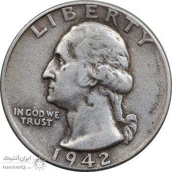 سکه کوارتر دلار 1942 واشنگتن - EF40 - آمریکا