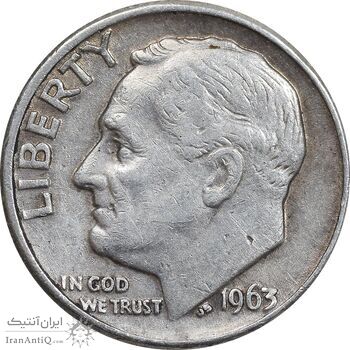 سکه 1 دایم 1963D روزولت - EF45 - آمریکا سکه 1 دایم 1963D روزولت - EF45 - آمریکا