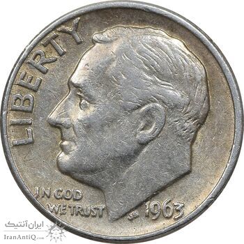 سکه 1 دایم 1963D روزولت - AU58 - آمریکا سکه 1 دایم 1963D روزولت - AU58 - آمریکا