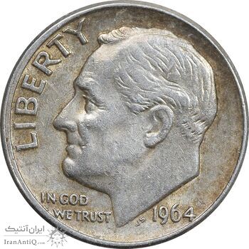 سکه 1 دایم 1964 روزولت - AU58 - آمریکا سکه 1 دایم 1964 روزولت - AU58 - آمریکا