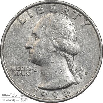 سکه کوارتر دلار 1990D واشنگتن - AU58 - آمریکا