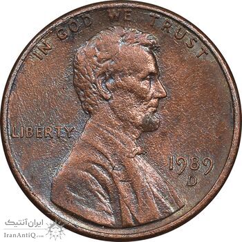 سکه 1 سنت 1989D لینکلن - AU58 - آمریکا