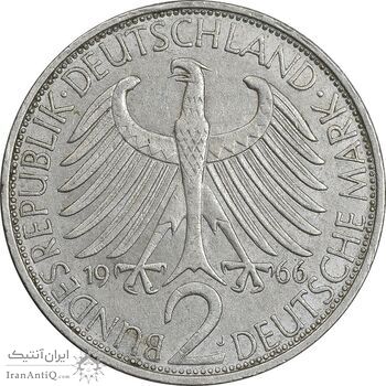 سکه 2 مارک 1966J جمهوری فدرال - ماکس پلانک - AU50 - آلمان