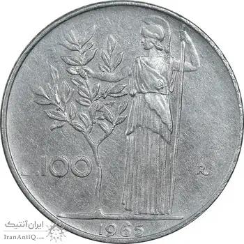 سکه 100 لیره 1965 جمهوری - EF45 - ایتالیا