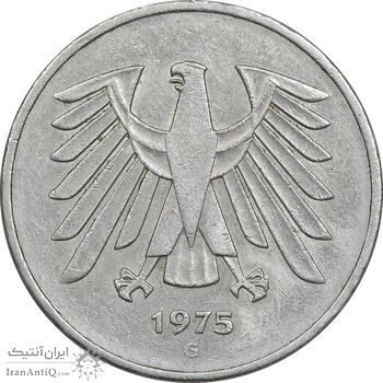 سکه 5 مارک 1975G جمهوری فدرال - EF45 - آلمان