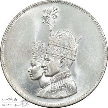 مدال نقره جشن تاجگذاری 1346 - MS63 - محمد رضا شاه