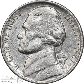 سکه 5 سنت 1987D جفرسون - AU50 - آمریکا