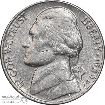 سکه 5 سنت 1989D جفرسون - EF45 - آمریکا