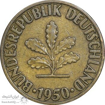 سکه 10 فینیگ 1950F جمهوری فدرال - EF45 - آلمان