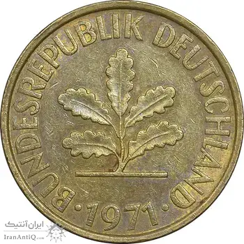سکه 10 فینیگ 1971J جمهوری فدرال - EF45 - آلمان