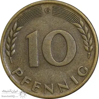 سکه 10 فینیگ 1950G جمهوری فدرال - EF45 - آلمان