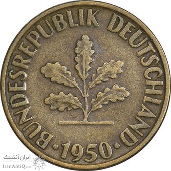 سکه 10 فینیگ 1950G جمهوری فدرال - EF45 - آلمان