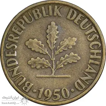 سکه 10 فینیگ 1950G جمهوری فدرال - EF45 - آلمان