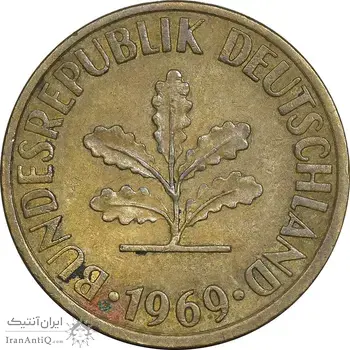 سکه 10 فینیگ 1969J جمهوری فدرال - EF45 - آلمان