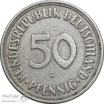 سکه 50 فینیگ 1950G جمهوری فدرال - EF45 - آلمان