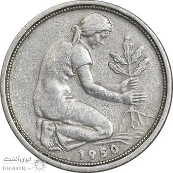 سکه 50 فینیگ 1950G جمهوری فدرال - EF45 - آلمان