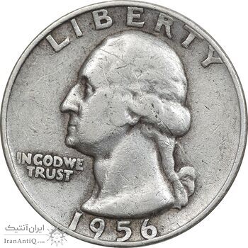 سکه کوارتر دلار 1956D واشنگتن - VF30 - آمریکا سکه کوارتر دلار 1956D واشنگتن - VF30 - آمریکا