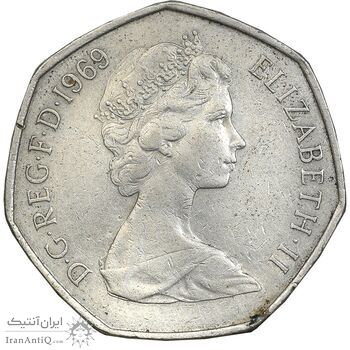 سکه 50 نیو پنس 1969 الیزابت دوم - EF45 - انگلستان