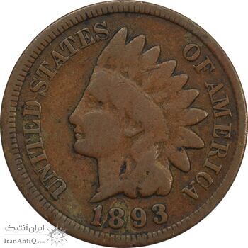 سکه 1 سنت 1893 سرخپوستی - VF30 - آمریکا