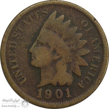 سکه 1 سنت 1901 سرخپوستی - VF20 - آمریکا