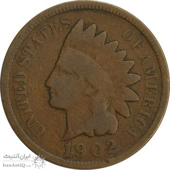 سکه 1 سنت 1902 سرخپوستی - VF20 - آمریکا