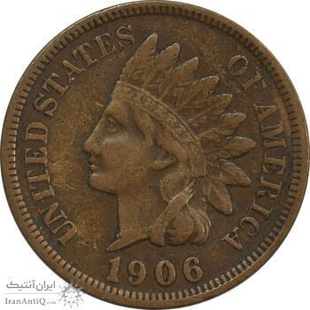 سکه 1 سنت 1906 سرخپوستی - EF45 - آمریکا