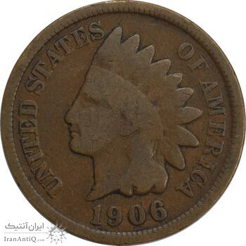سکه 1 سنت 1906 سرخپوستی - VF20 - آمریکا