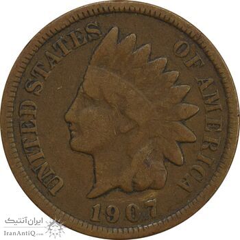 سکه 1 سنت 1907 سرخپوستی - VF30 - آمریکا