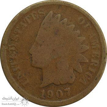 سکه 1 سنت 1907 سرخپوستی - VG - آمریکا