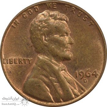 سکه 1 سنت 1964D لینکلن - MS63 - آمریکا