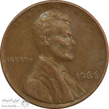 سکه 1 سنت 1966 لینکلن - EF40 - آمریکا