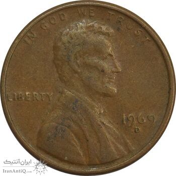 سکه 1 سنت 1969D لینکلن - EF - آمریکا