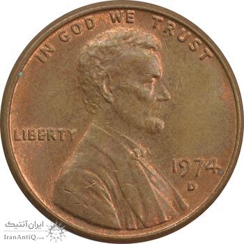 سکه 1 سنت 1974D لینکلن - MS62 - آمریکا