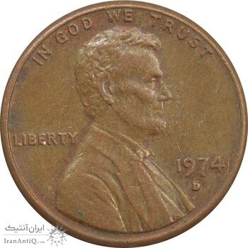 سکه 1 سنت 1974D لینکلن - EF - آمریکا