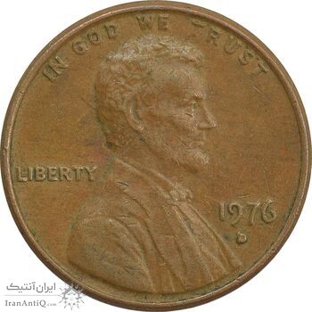سکه 1 سنت 1976D لینکلن - EF - آمریکا