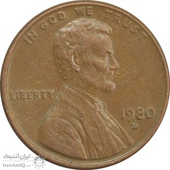 سکه 1 سنت 1980D لینکلن - EF - آمریکا