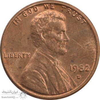 سکه 1 سنت 1982D لینکلن - MS62 - آمریکا