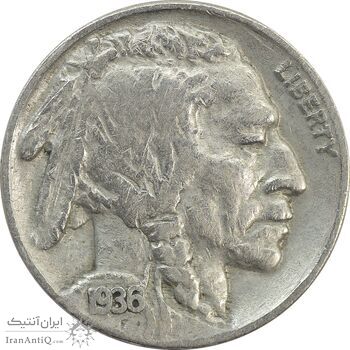 سکه 5 سنت 1936 بوفالو - EF40 - آمریکا