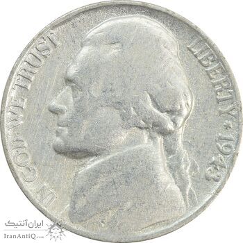 سکه نقره 5 سنت 1943 جفرسون - VF25 - آمریکا