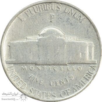 سکه نقره 5 سنت 1943 جفرسون - VF25 - آمریکا