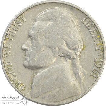 سکه 5 سنت 1961D جفرسون - VF30 - آمریکا